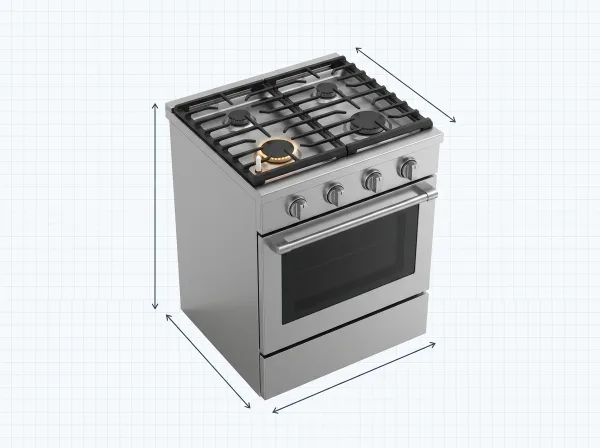 Gas range with one burner cap lifted to show the igniter